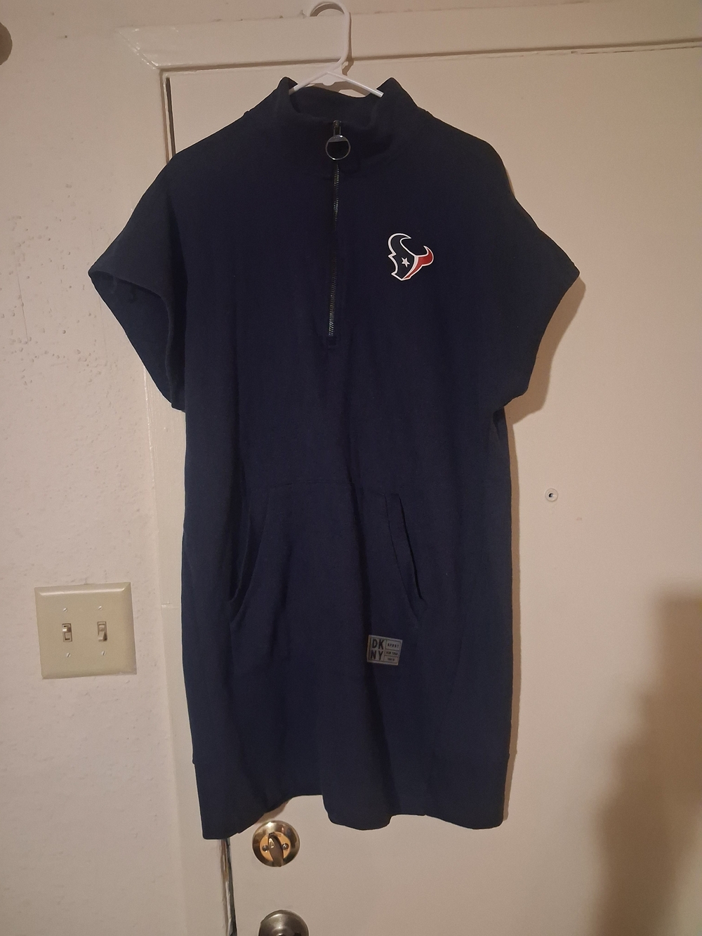 Dkny Navy Women Pullover Dress with Quarter-Zip HOUSTON TEXANS SIZE XL